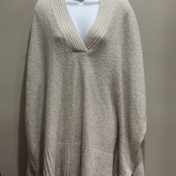 J.JILL V Neck RELAXED BELTED KNIT PONCHO STONE XL-3X - Picture 4 of 10